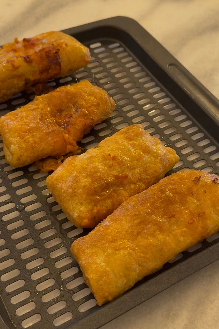 Freshly baked crispy homemade pizza rolls  