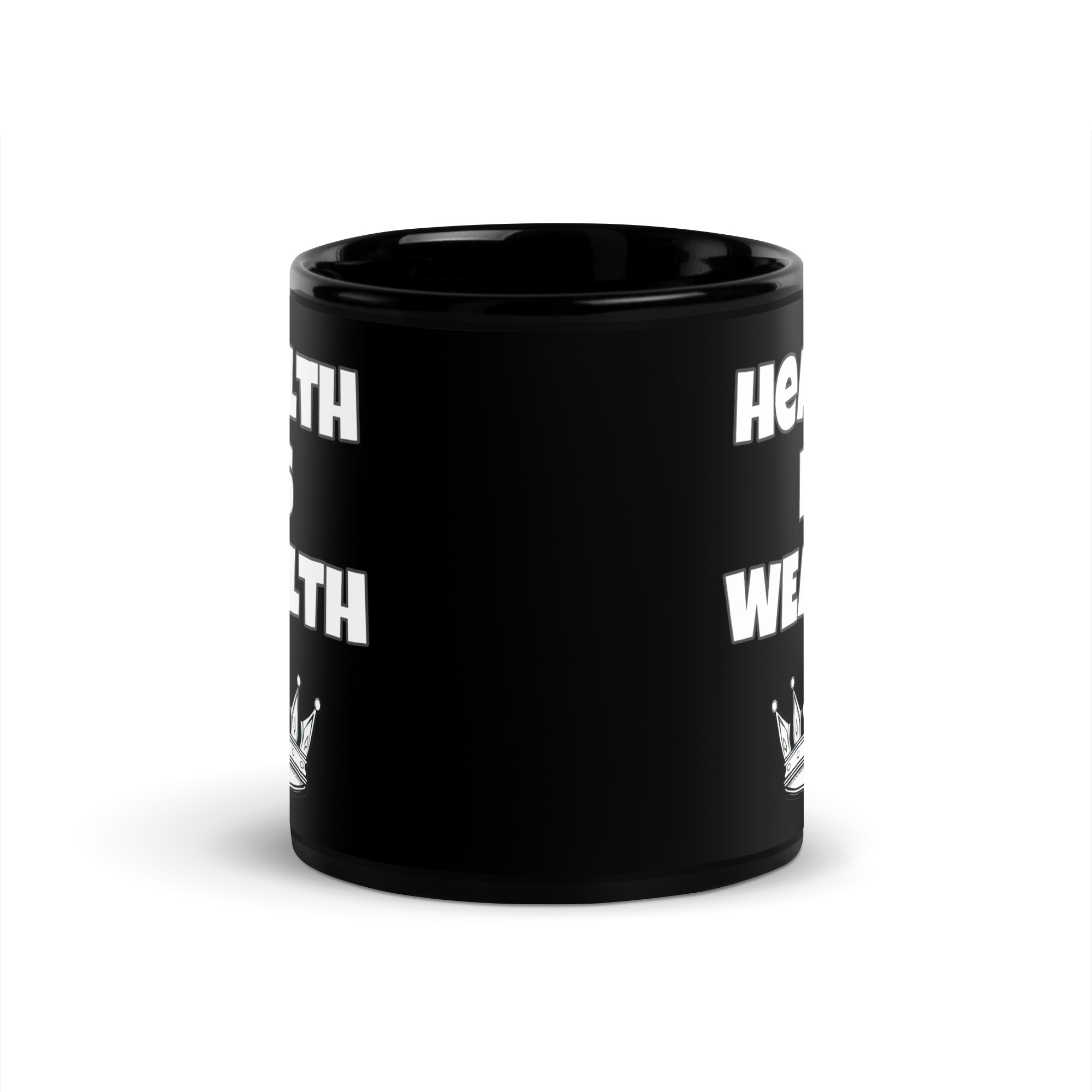 Health is Wealth Black Glossy Mug - Image 2